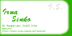 irma sinko business card